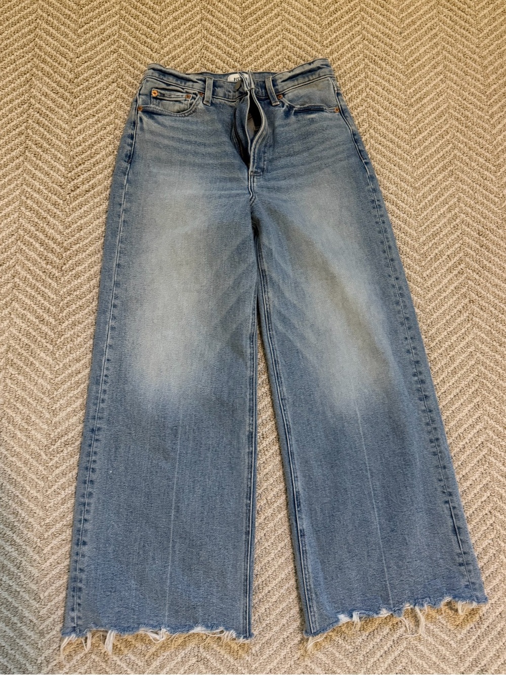 Pistola Lena raw hem ankle wide leg Jean 27